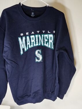 Gildan Navy Seattle Mariners Crewneck with Teal & White Logo Medium